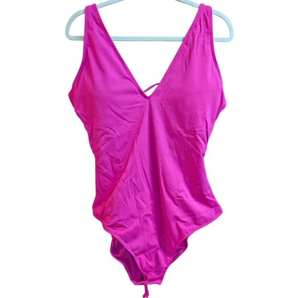TA3 Plungey One Piece Swimsuit Pink 2X Extra Long NWT